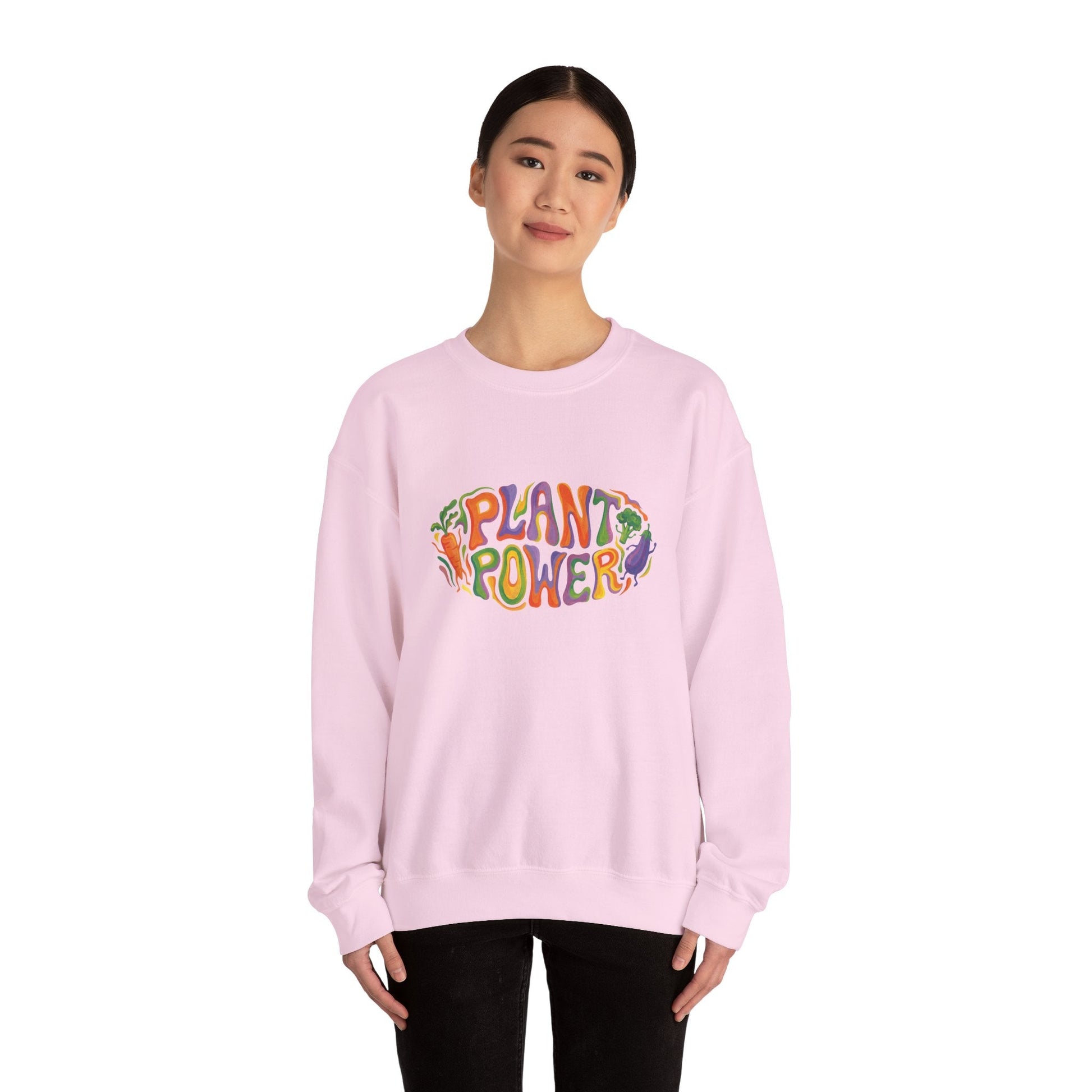 Plant Power Crewneck Sweatshirt — Retro Veggie Graphic Sweatshirt - PrintsyNook