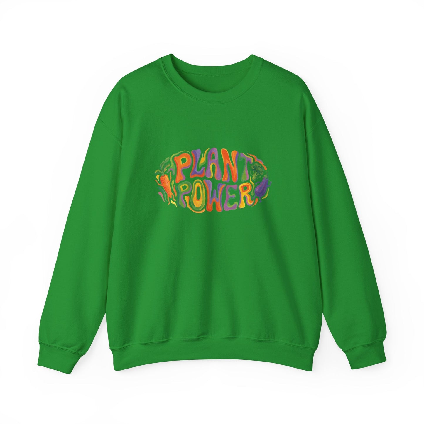 Plant Power Crewneck Sweatshirt — Retro Veggie Graphic Sweatshirt - PrintsyNook