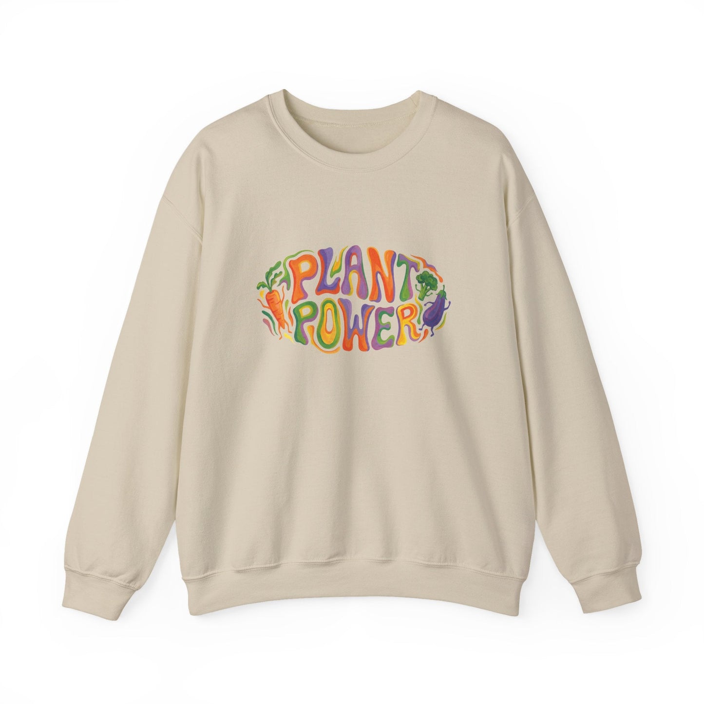 Plant Power Crewneck Sweatshirt — Retro Veggie Graphic Sweatshirt - PrintsyNook