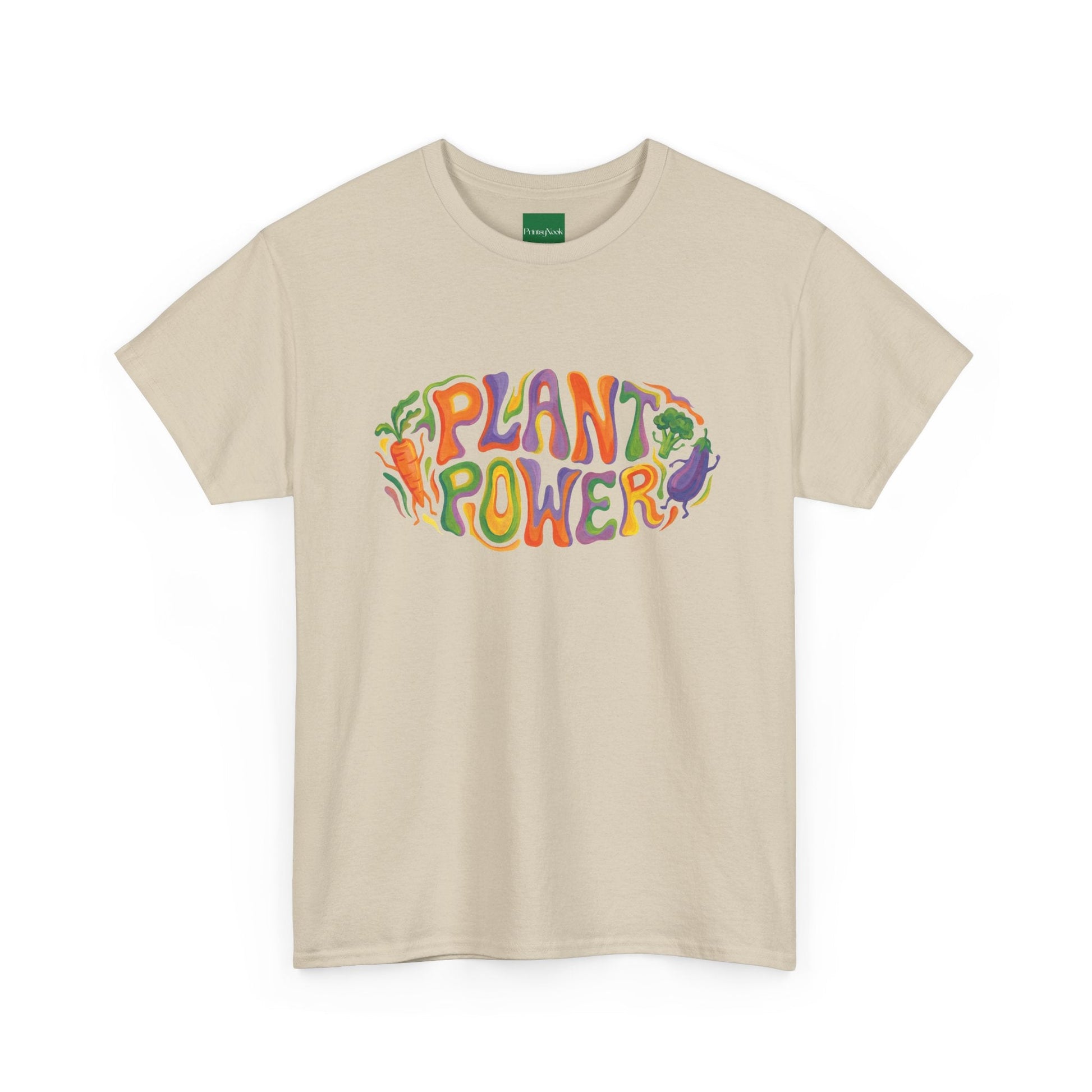 Plant Power T-Shirt — Retro Vegan Veggie Graphic Tee - PrintsyNook