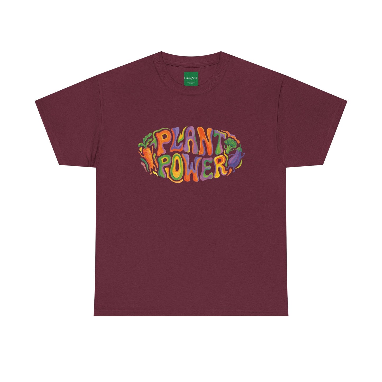 Plant Power T-Shirt — Retro Vegan Veggie Graphic Tee - PrintsyNook