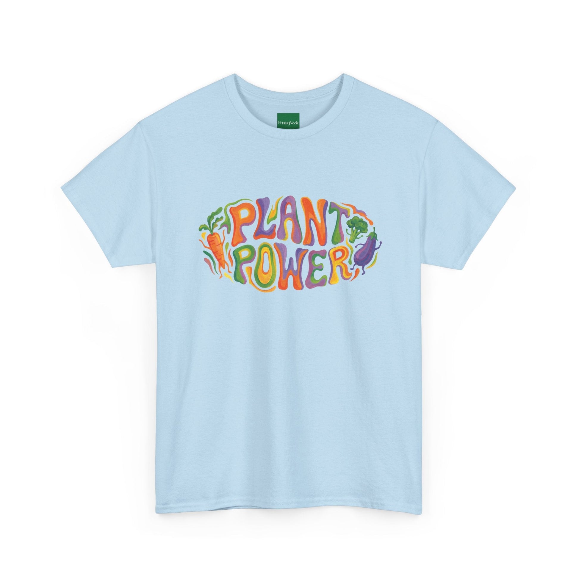 Plant Power T-Shirt — Retro Vegan Veggie Graphic Tee - PrintsyNook