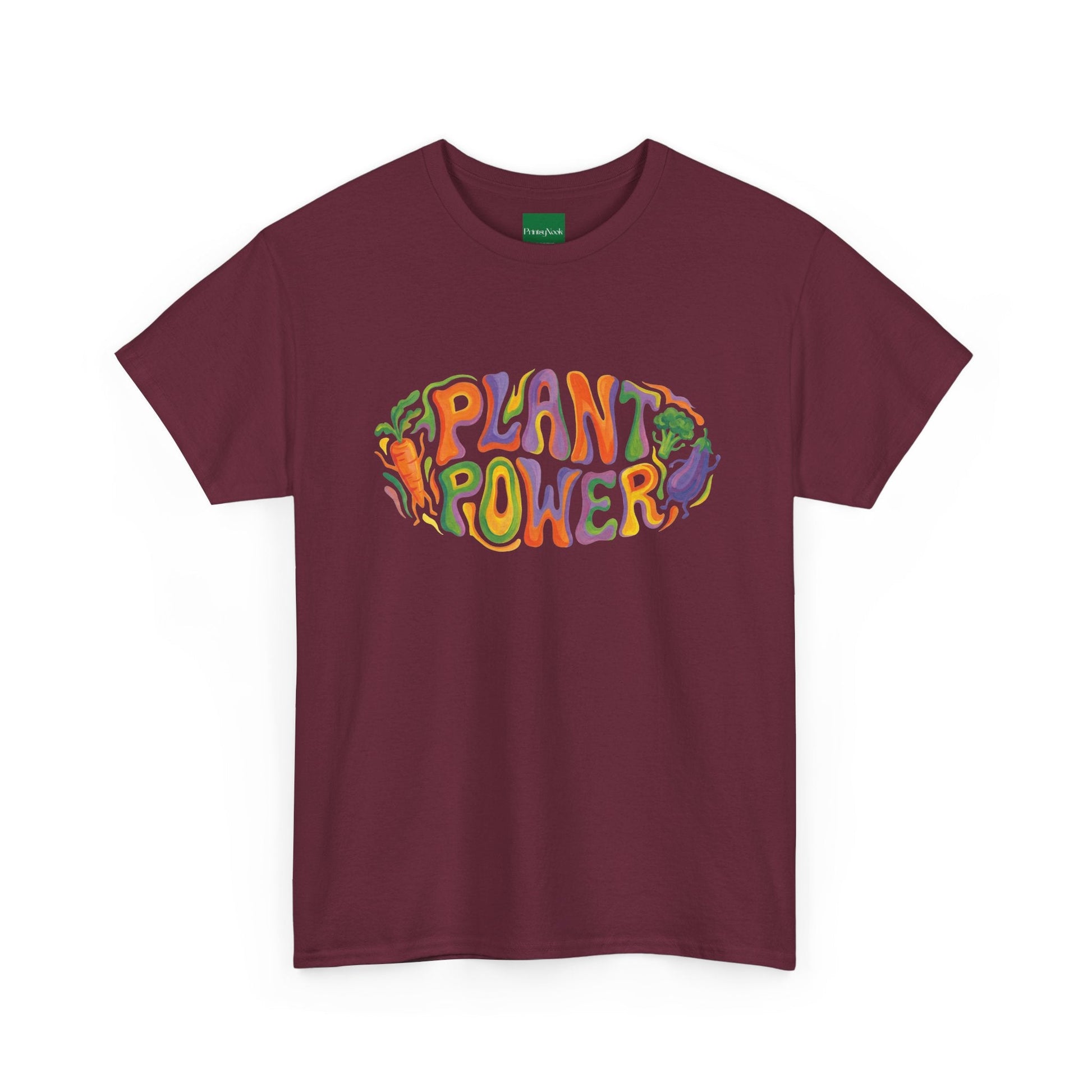 Plant Power T-Shirt — Retro Vegan Veggie Graphic Tee - PrintsyNook
