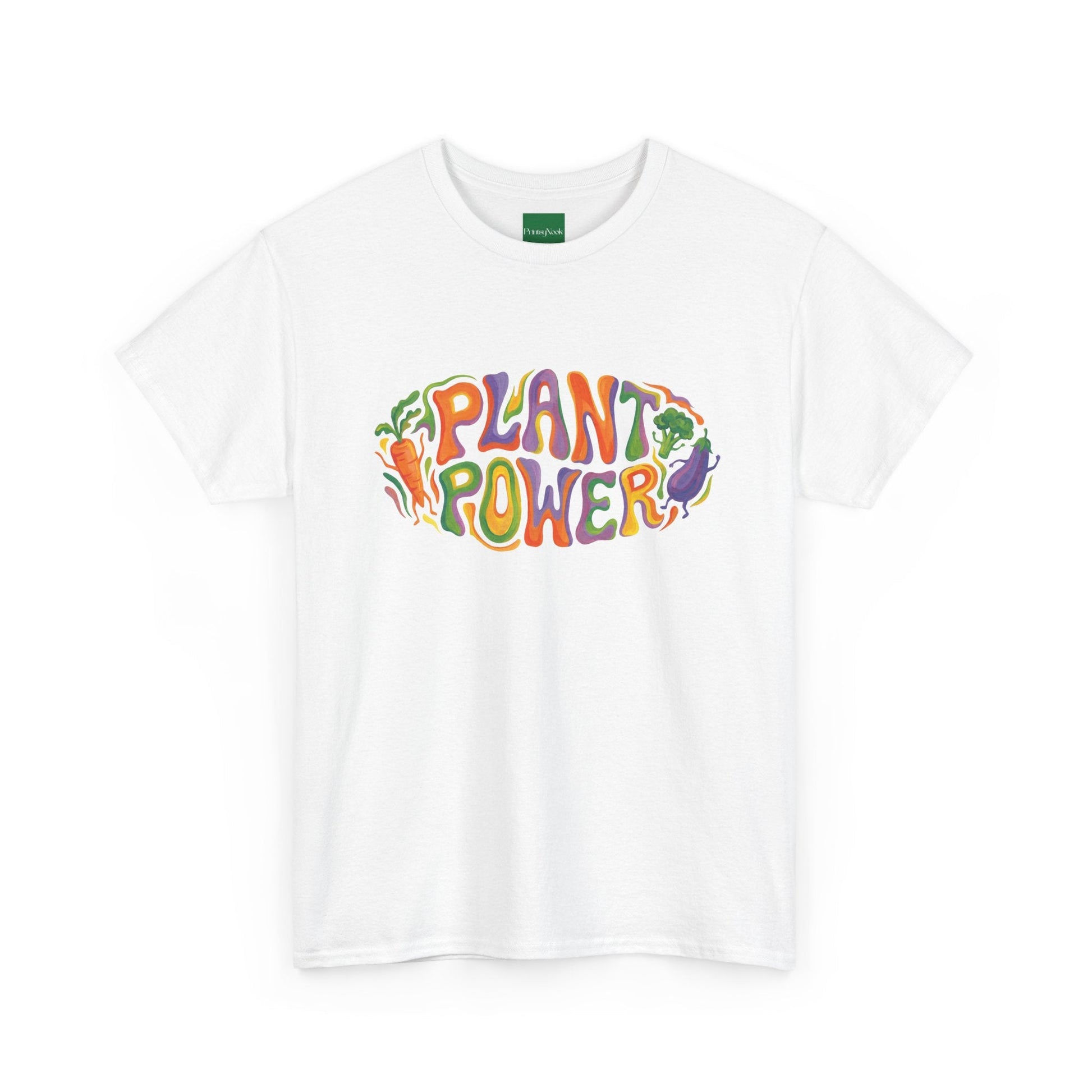 Plant Power T-Shirt — Retro Vegan Veggie Graphic Tee - PrintsyNook