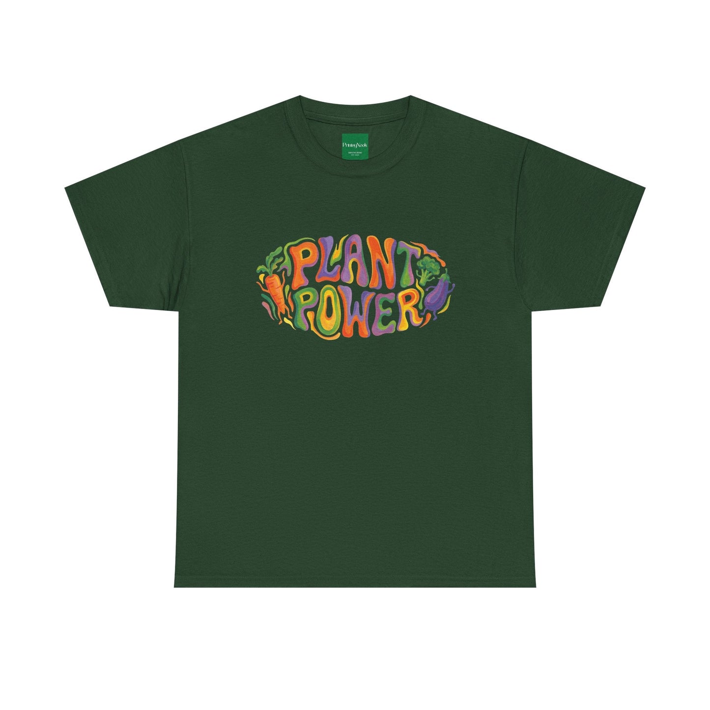 Plant Power T-Shirt — Retro Vegan Veggie Graphic Tee - PrintsyNook