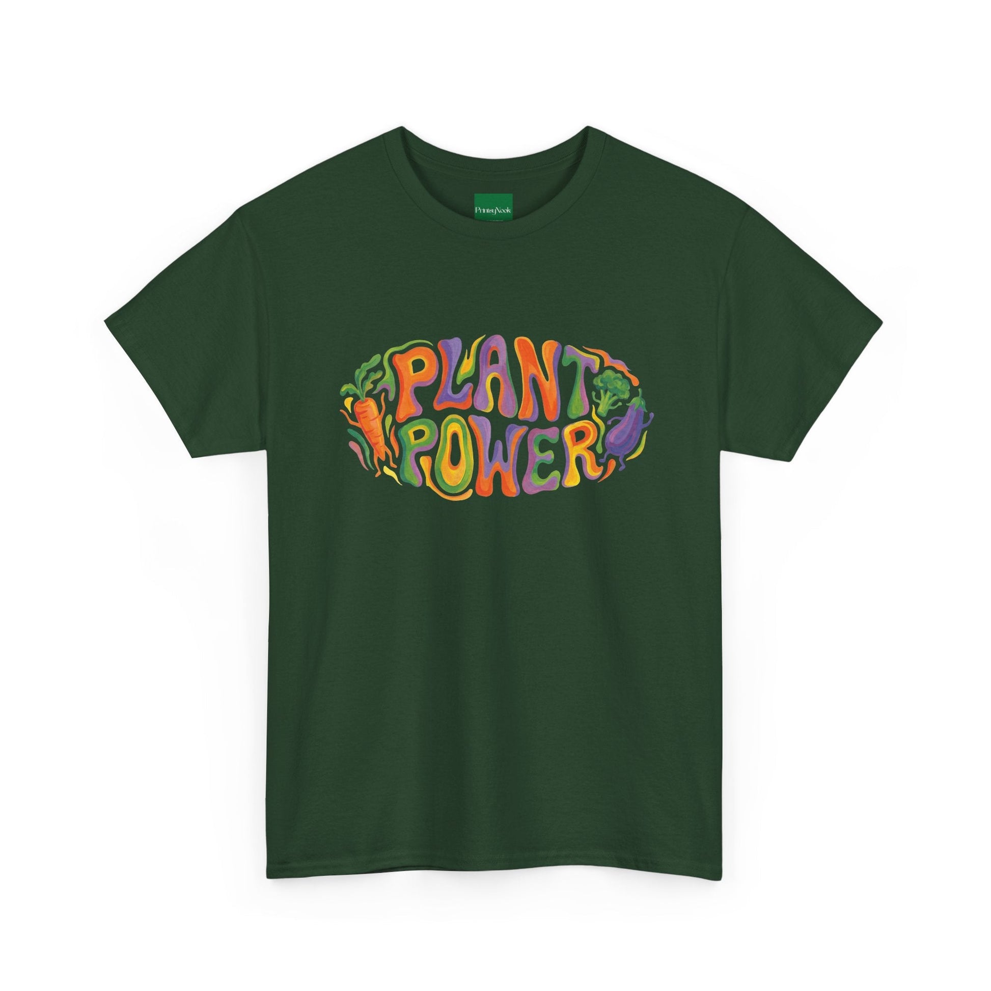 Plant Power T-Shirt — Retro Vegan Veggie Graphic Tee - PrintsyNook