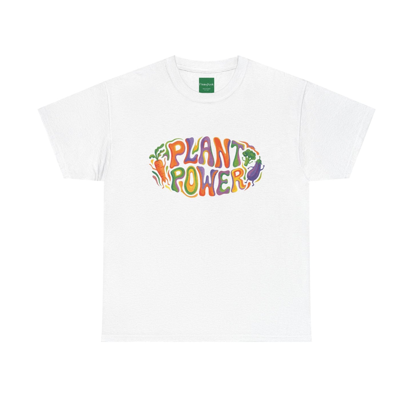 Plant Power T-Shirt — Retro Vegan Veggie Graphic Tee - PrintsyNook