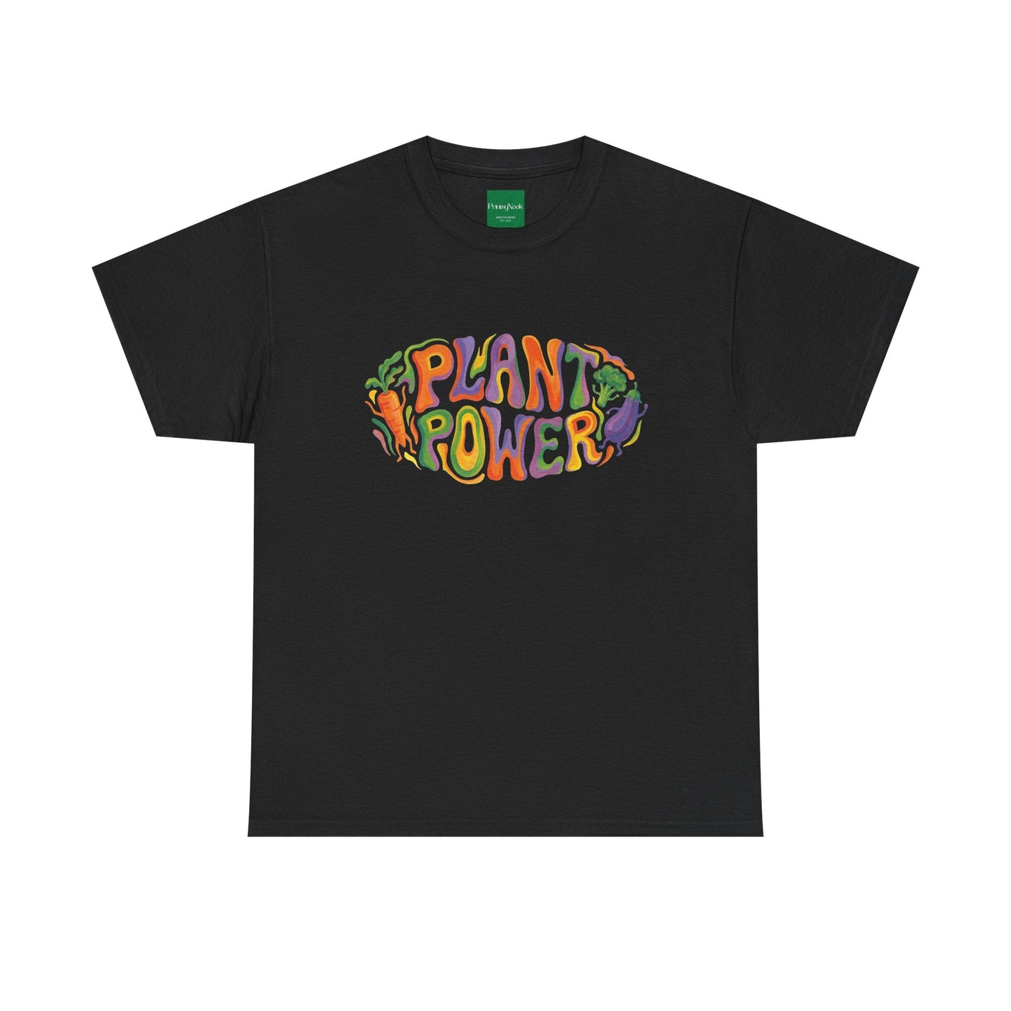 Plant Power T-Shirt — Retro Vegan Veggie Graphic Tee - PrintsyNook