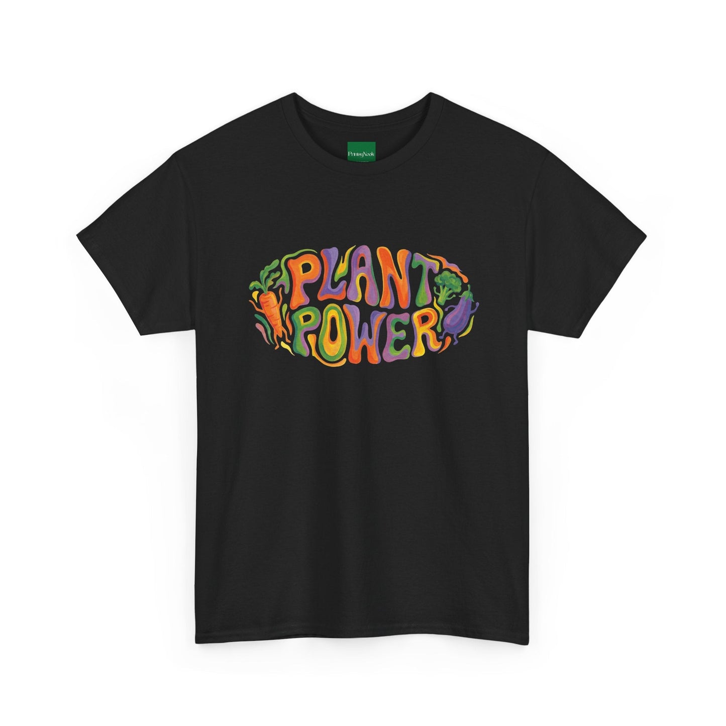 Plant Power T-Shirt — Retro Vegan Veggie Graphic Tee - PrintsyNook