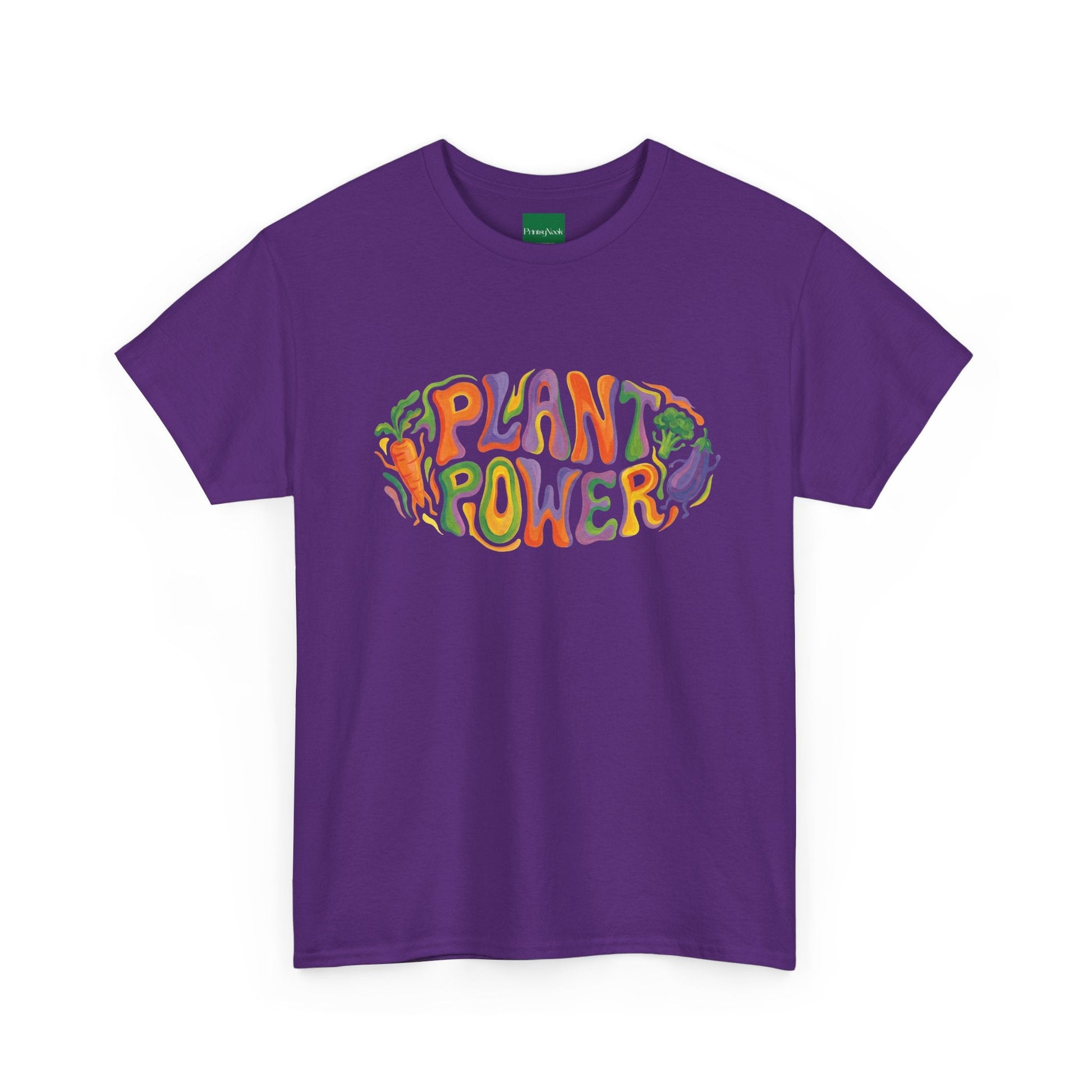 Plant Power T-Shirt — Retro Vegan Veggie Graphic Tee - PrintsyNook