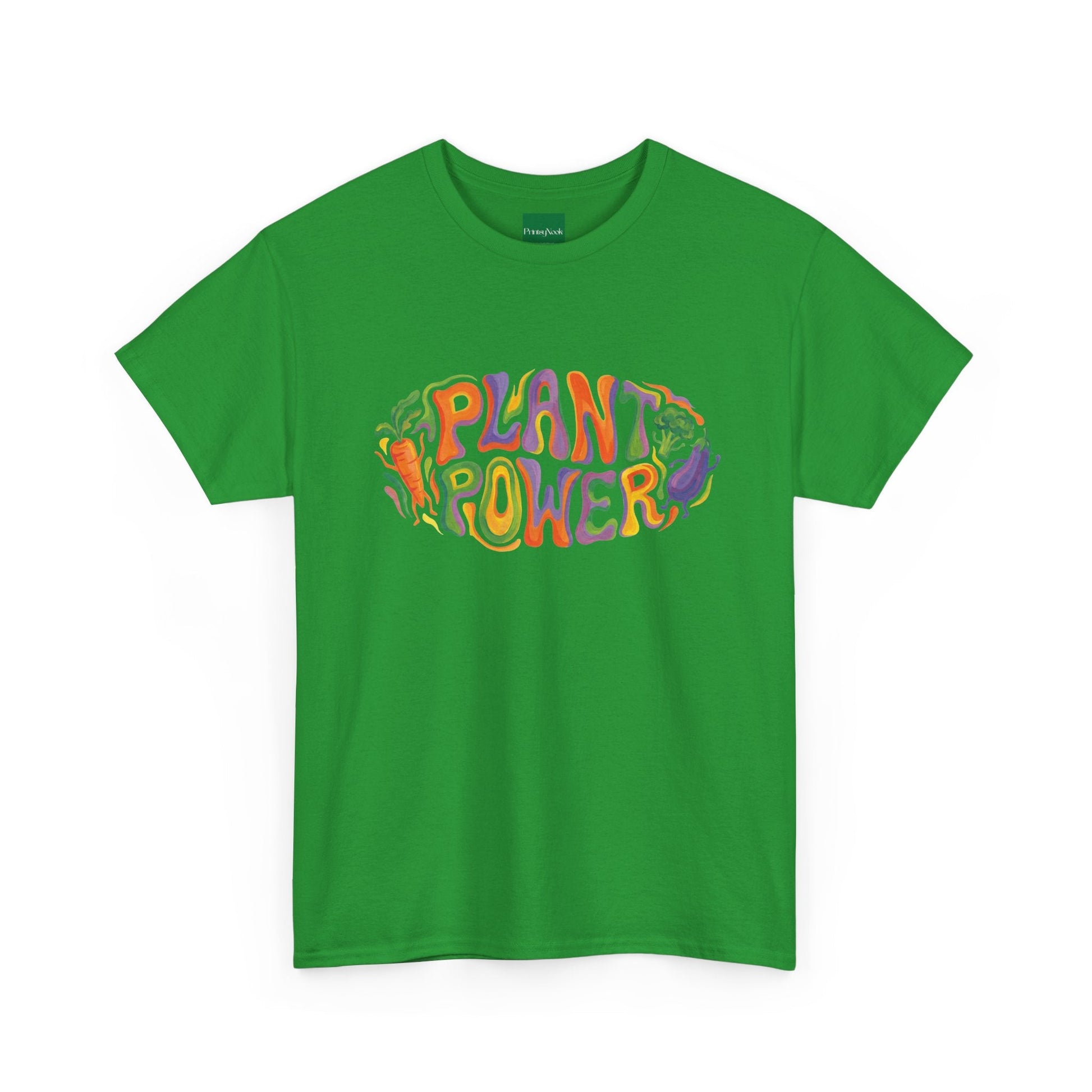 Plant Power T-Shirt — Retro Vegan Veggie Graphic Tee - PrintsyNook