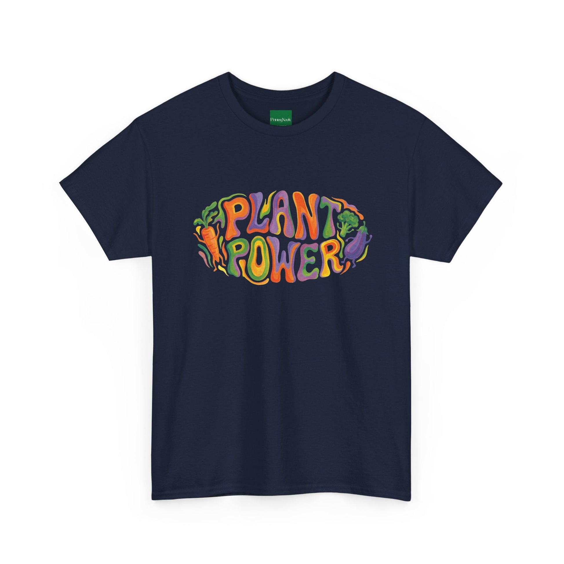 Plant Power T-Shirt — Retro Vegan Veggie Graphic Tee - PrintsyNook