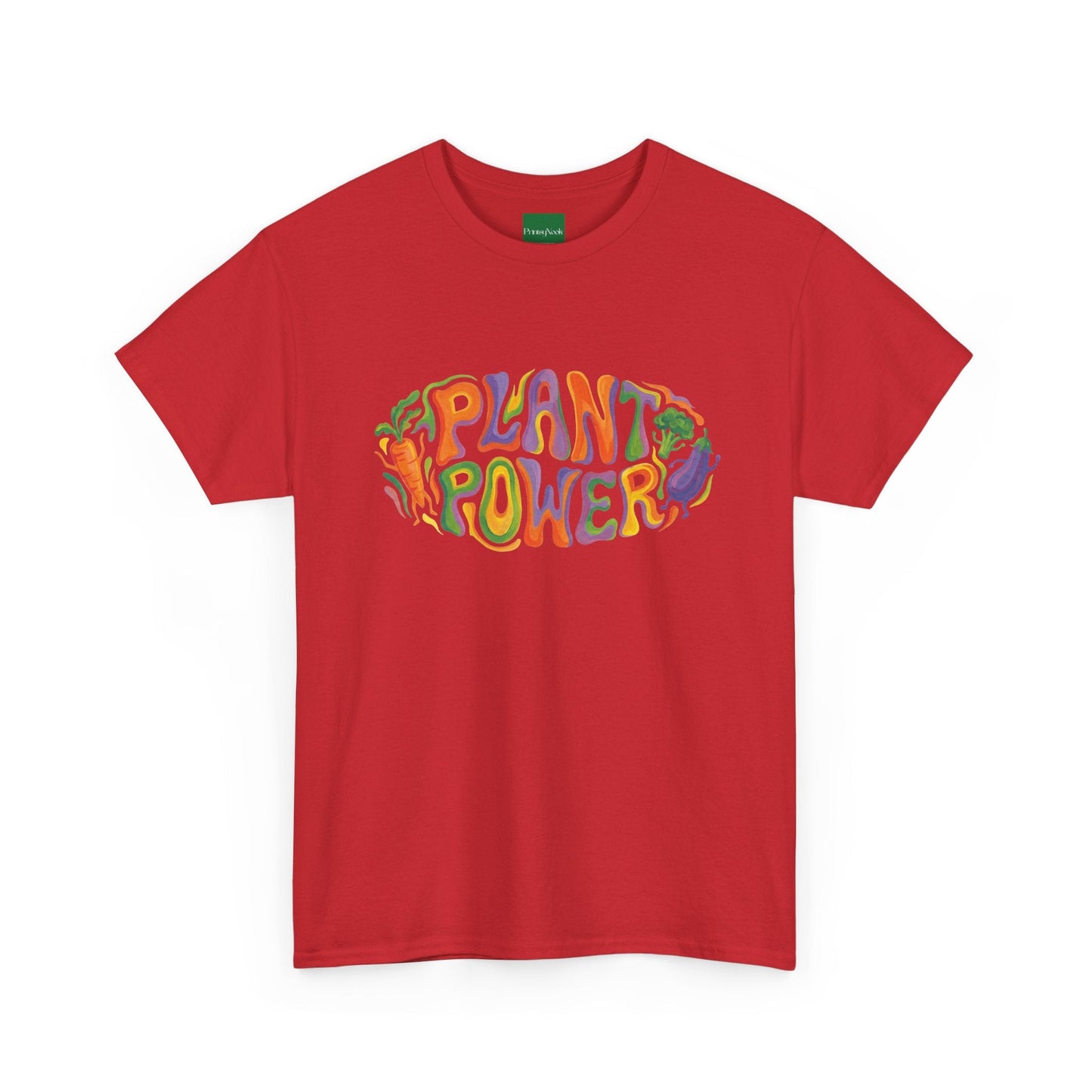Plant Power T-Shirt — Retro Vegan Veggie Graphic Tee - PrintsyNook