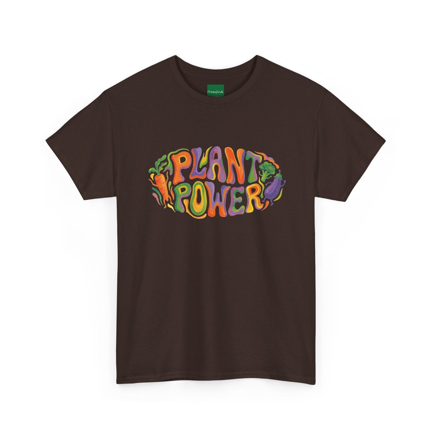 Plant Power T-Shirt — Retro Vegan Veggie Graphic Tee - PrintsyNook