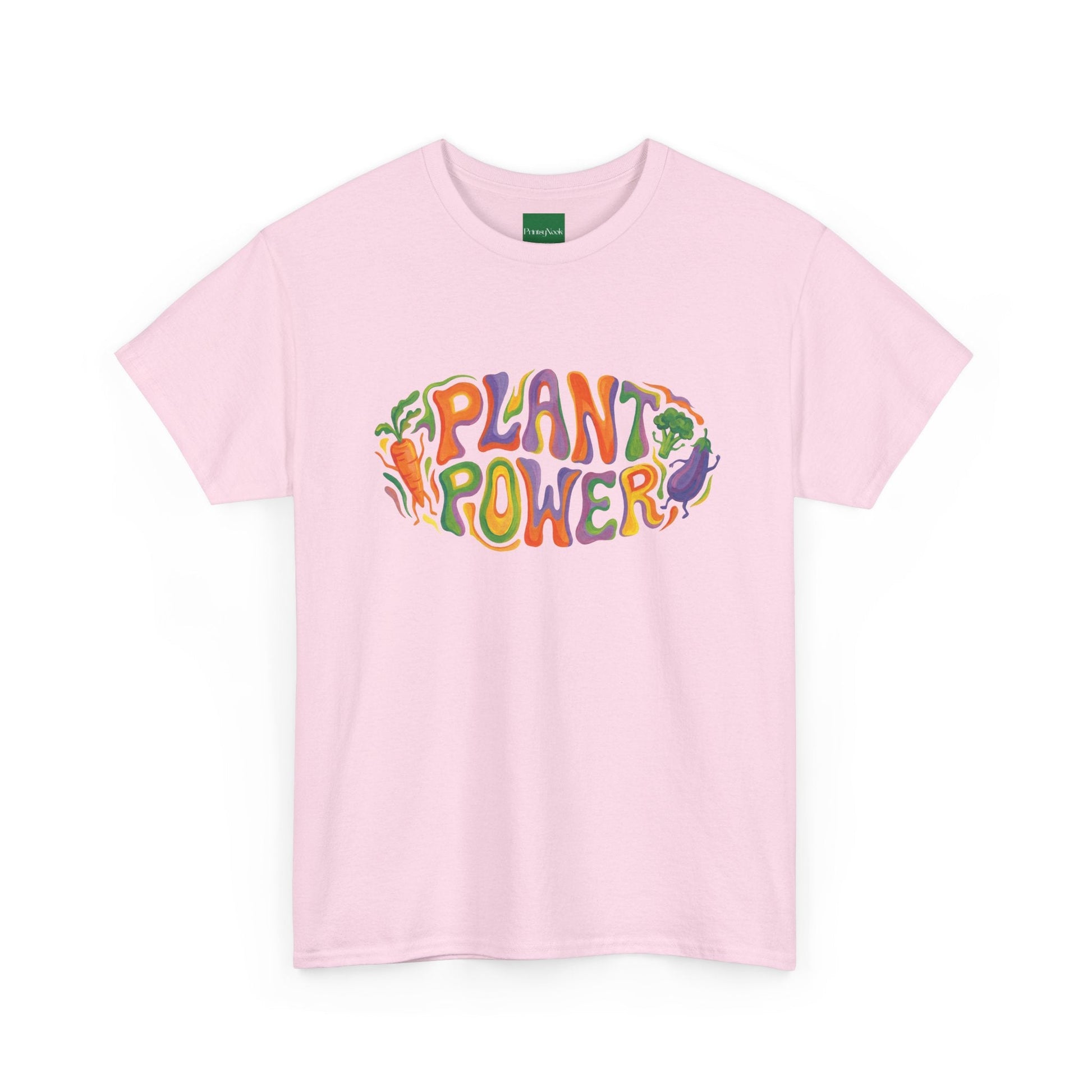 Plant Power T-Shirt — Retro Vegan Veggie Graphic Tee - PrintsyNook