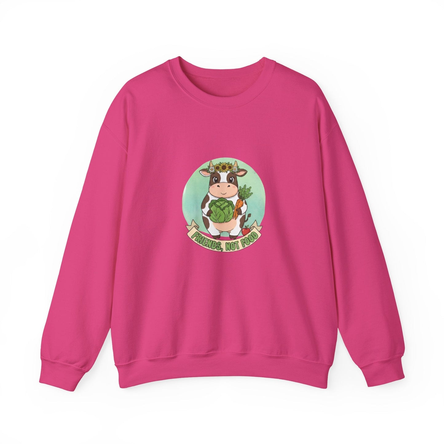 Vegan Cow Crewneck Sweatshirt — Cute Plant - Based Animal Rights Tee - PrintsyNook