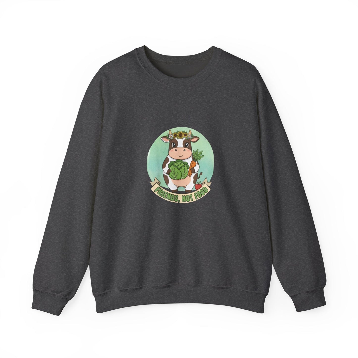 Vegan Cow Crewneck Sweatshirt — Cute Plant - Based Animal Rights Tee - PrintsyNook
