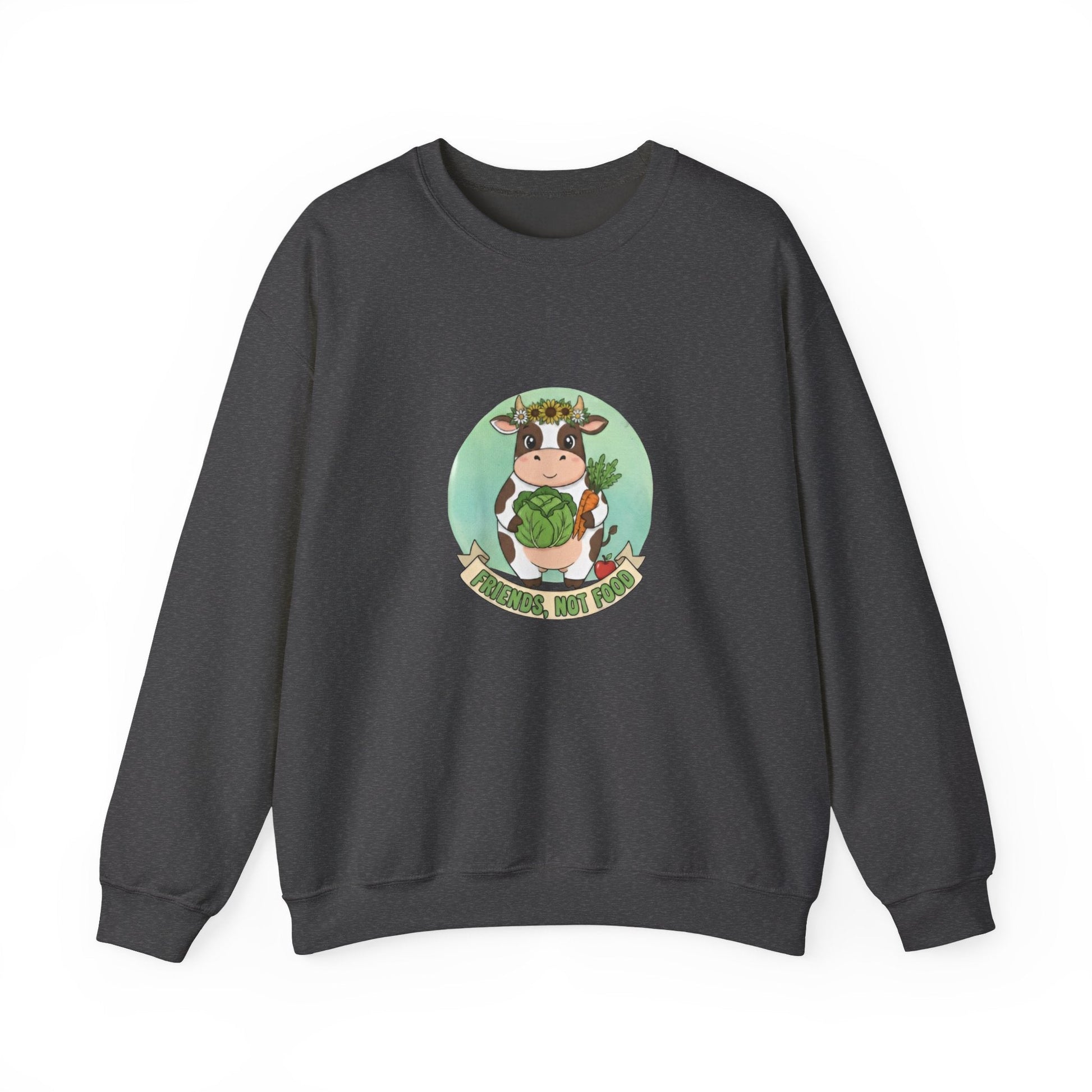 Vegan Cow Crewneck Sweatshirt — Cute Plant - Based Animal Rights Tee - PrintsyNook