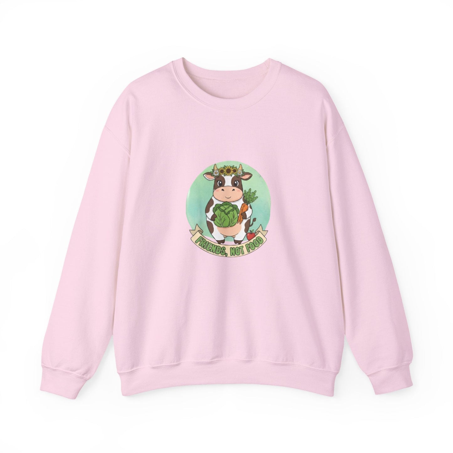 Vegan Cow Crewneck Sweatshirt — Cute Plant - Based Animal Rights Tee - PrintsyNook