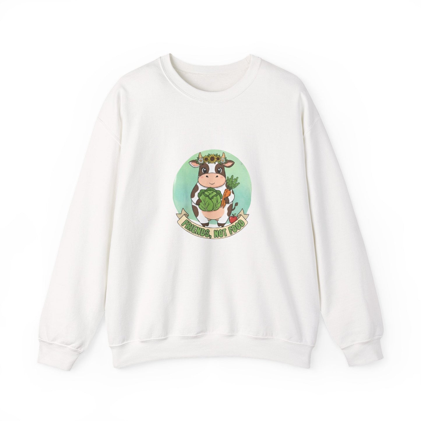 Vegan Cow Crewneck Sweatshirt — Cute Plant - Based Animal Rights Tee - PrintsyNook