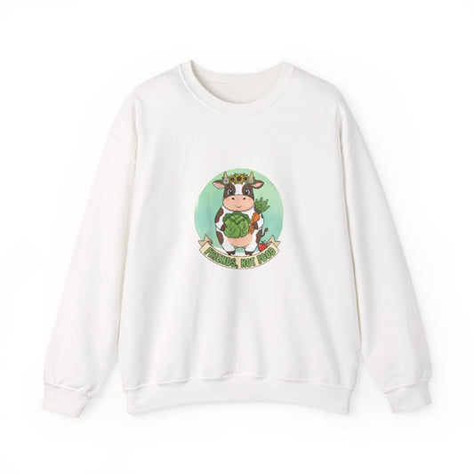 Vegan Cow Crewneck Sweatshirt — Cute Plant - Based Animal Rights Tee - PrintsyNook