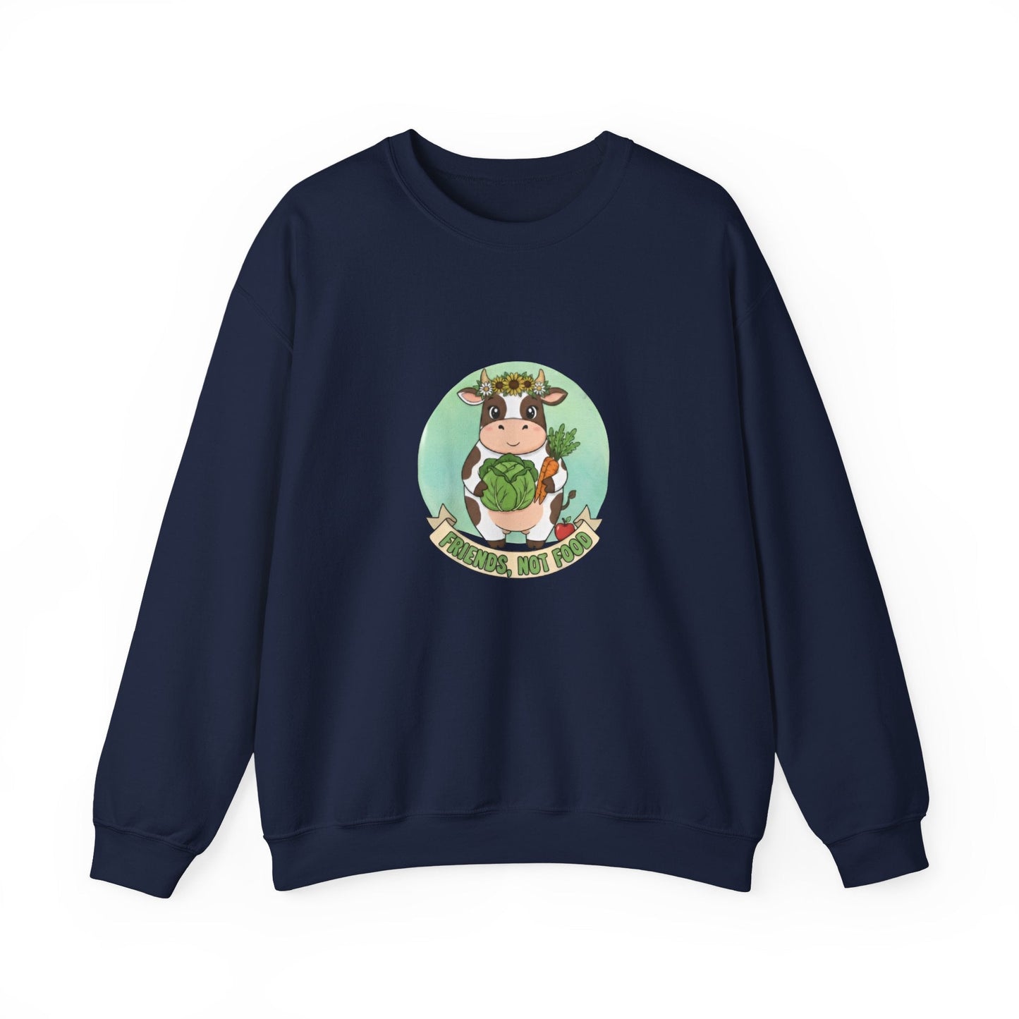 Vegan Cow Crewneck Sweatshirt — Cute Plant - Based Animal Rights Tee - PrintsyNook