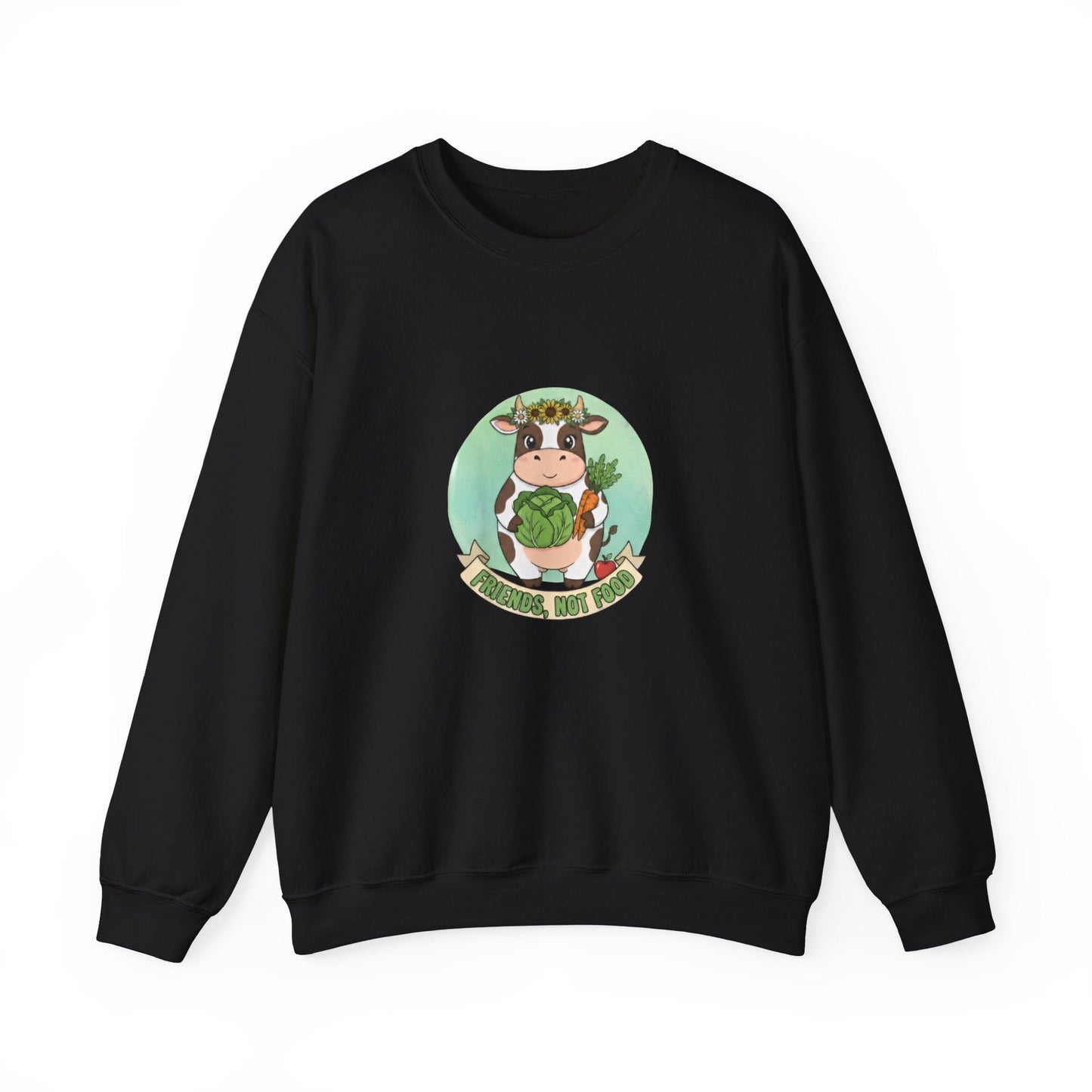 Vegan Cow Crewneck Sweatshirt — Cute Plant - Based Animal Rights Tee - PrintsyNook