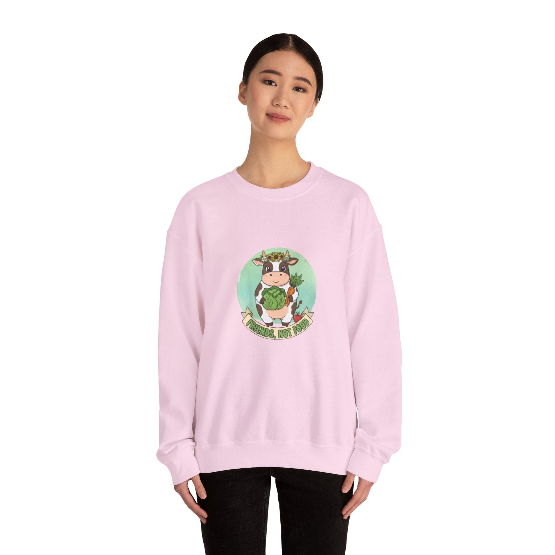 Vegan Cow Crewneck Sweatshirt — Cute Plant - Based Animal Rights Tee - PrintsyNook