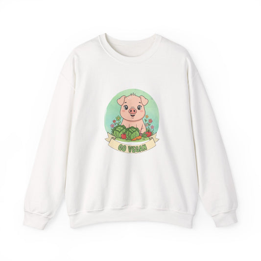 Vegan Pig Crewneck Sweatshirt — Animal Rights Vegan Merch - PrintsyNook