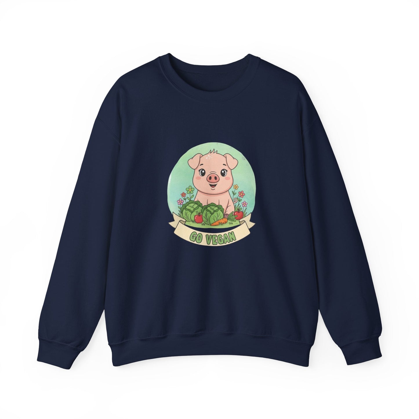 Vegan Pig Crewneck Sweatshirt — Animal Rights Vegan Merch - PrintsyNook