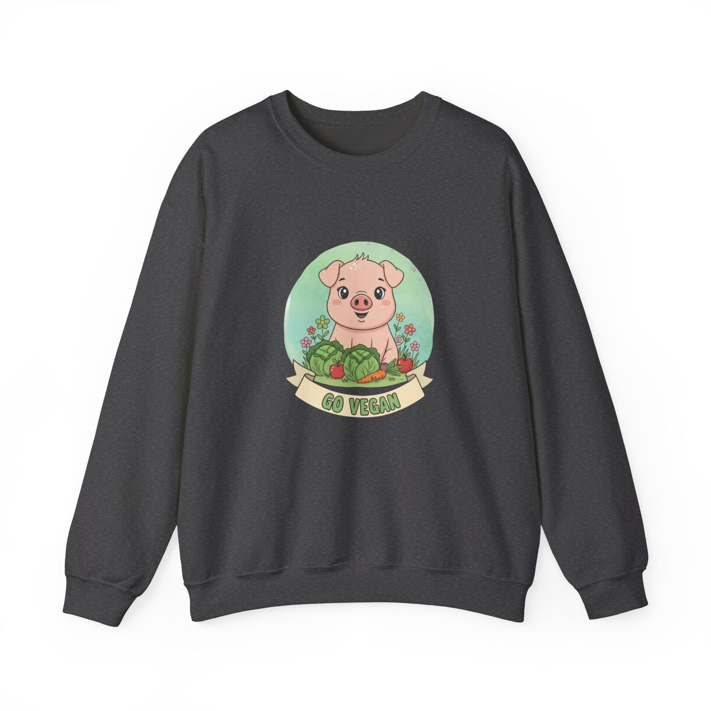 Vegan Pig Crewneck Sweatshirt — Animal Rights Vegan Merch - PrintsyNook