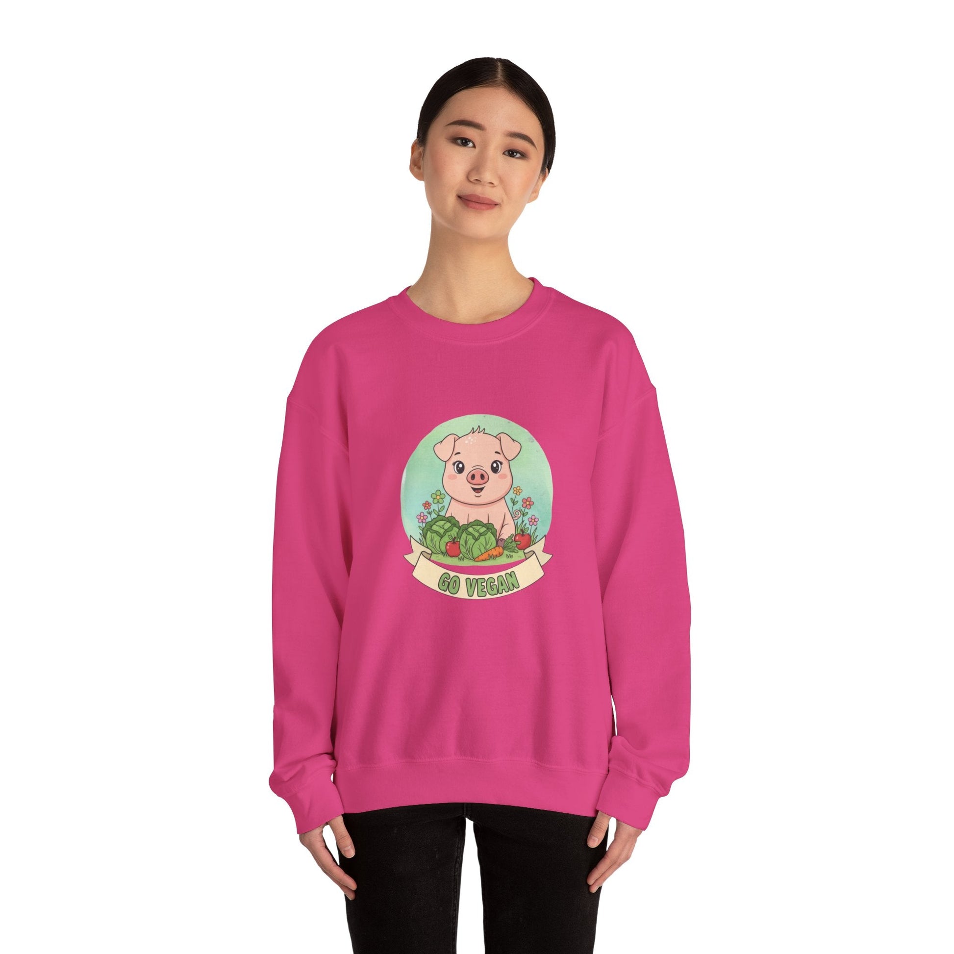 Vegan Pig Crewneck Sweatshirt — Animal Rights Vegan Merch - PrintsyNook