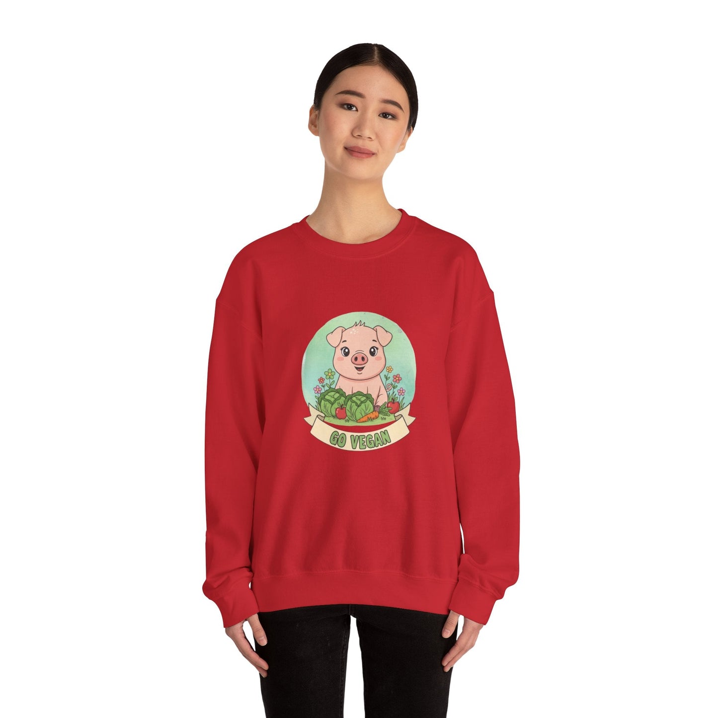 Vegan Pig Crewneck Sweatshirt — Animal Rights Vegan Merch - PrintsyNook