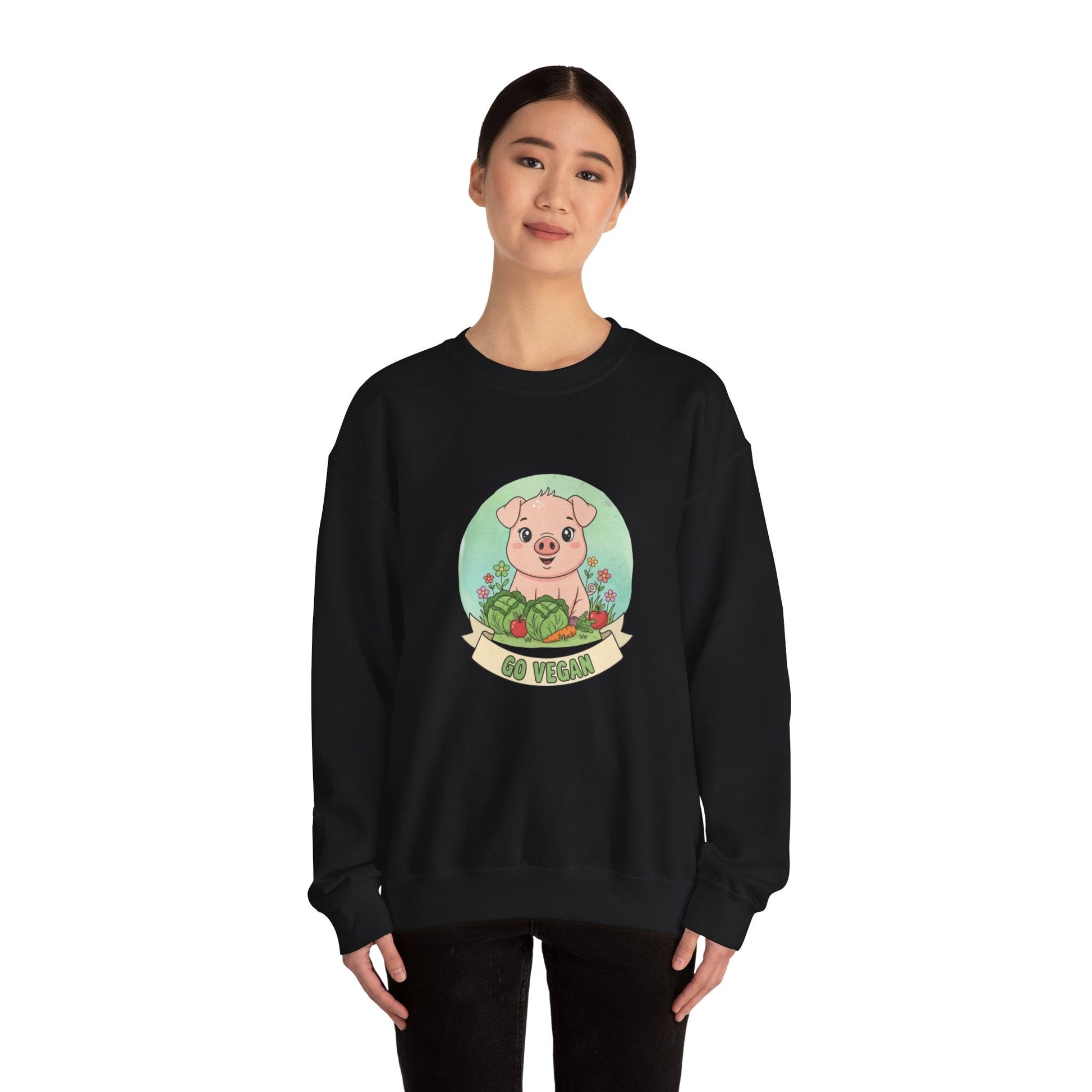 Vegan Pig Crewneck Sweatshirt — Animal Rights Vegan Merch - PrintsyNook