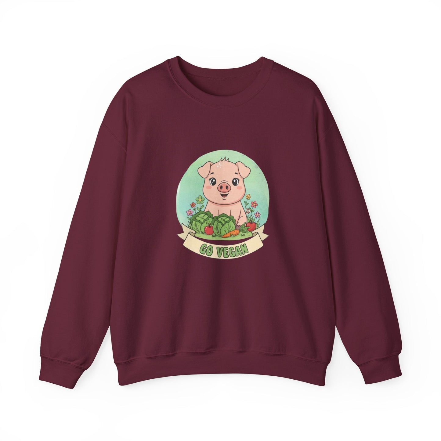 Vegan Pig Crewneck Sweatshirt — Animal Rights Vegan Merch - PrintsyNook