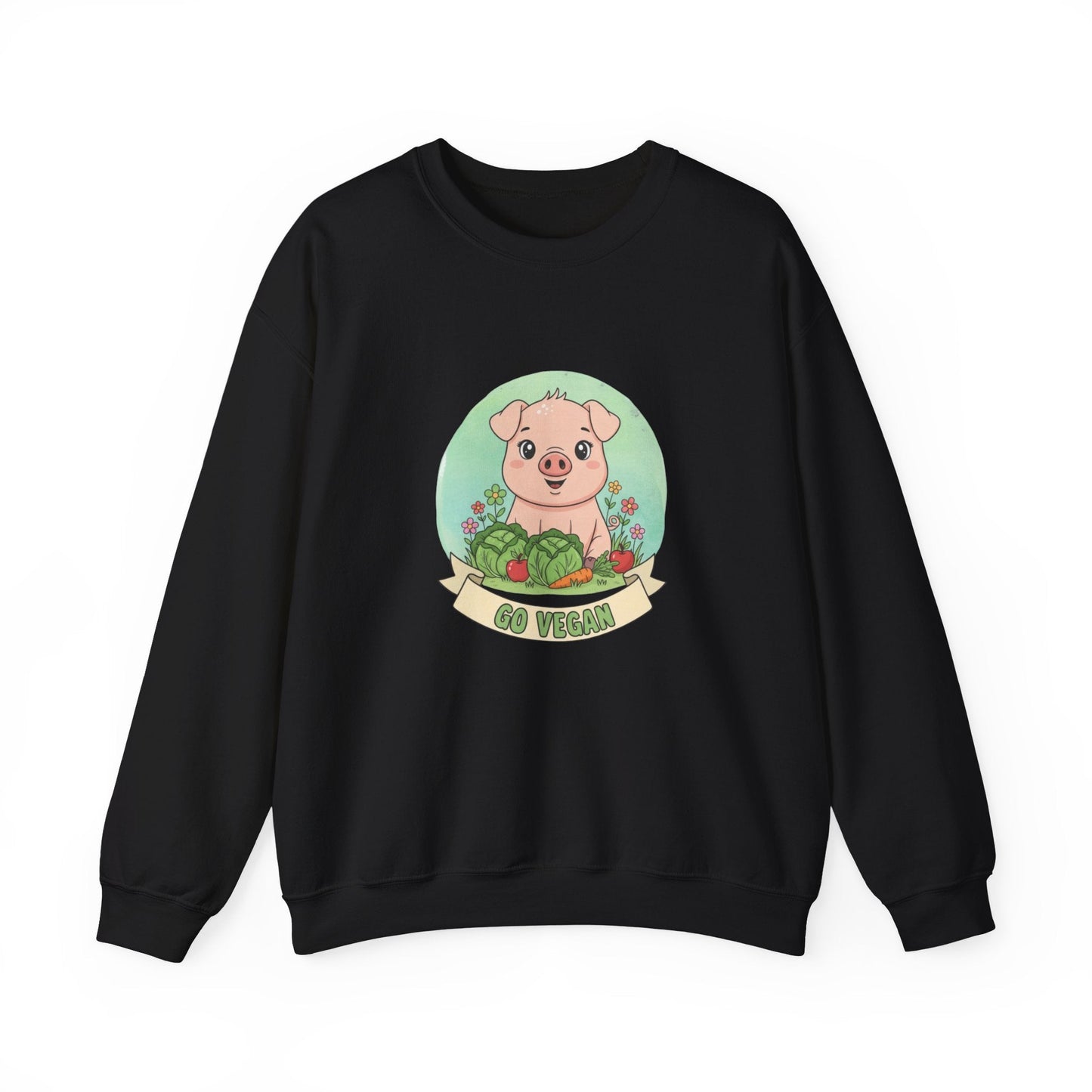 Vegan Pig Crewneck Sweatshirt — Animal Rights Vegan Merch - PrintsyNook