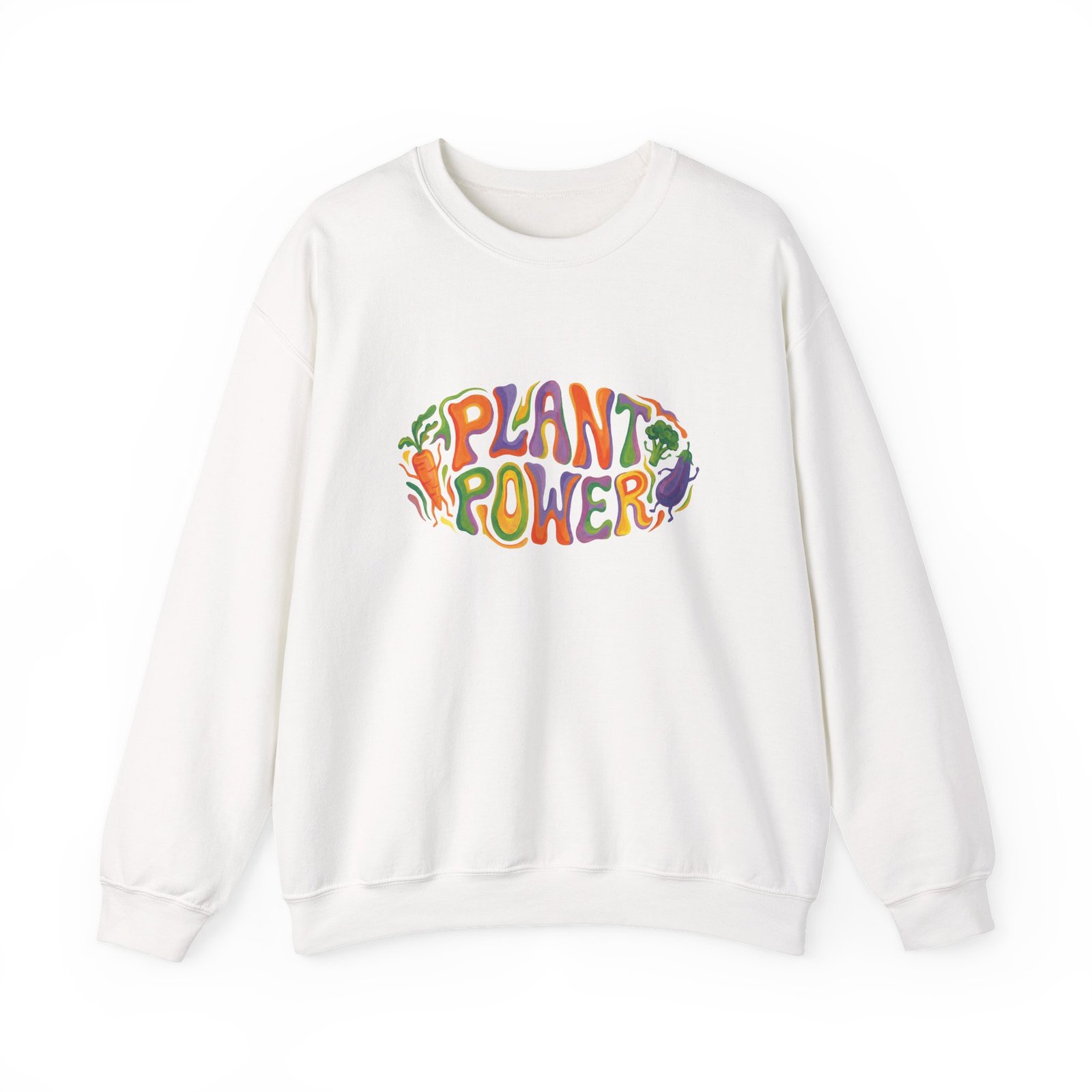 Plant Power Crewneck Sweatshirt — Retro Veggie Graphic Sweatshirt