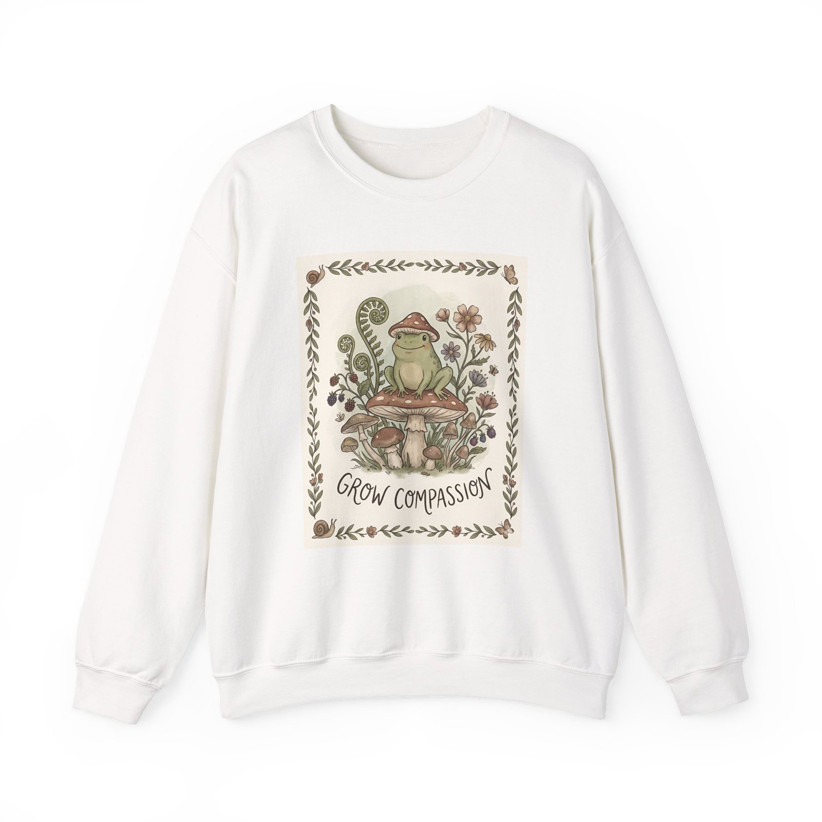 Grow Compassion Frog Sweatshirt — Plant-Based Pride Pullover